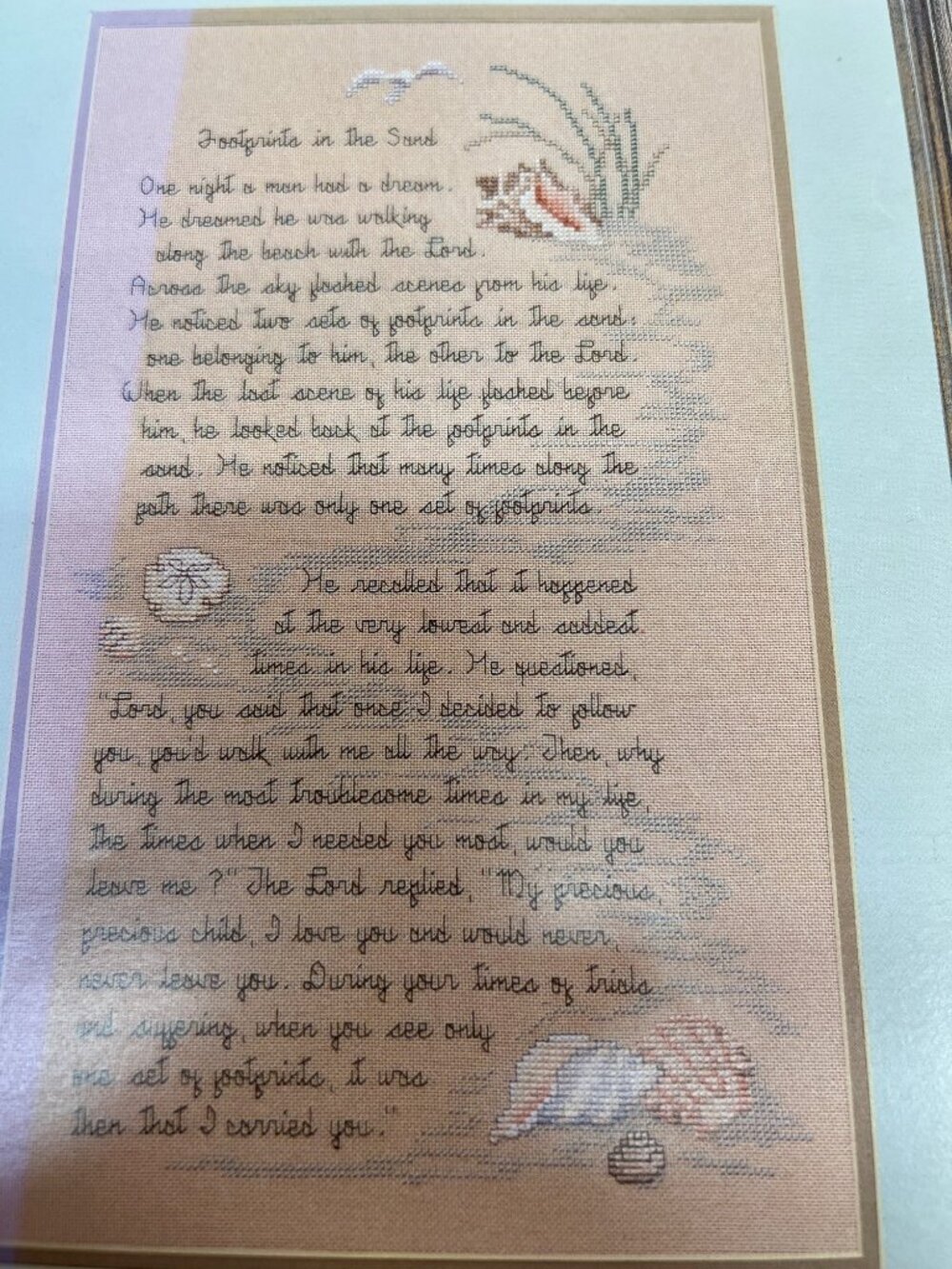 Footprints In The Sand Cross-Stitch Pattern By Anne Van Wagner Young